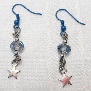 No 1653 Handmade earrings with Tibetan silver stars charms and glass cristals